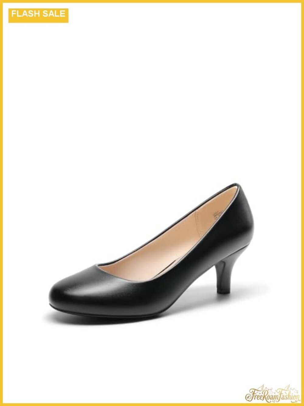 Kitten Heel Pumps 2.5-Inch Slip-On Round Toe Latex Insole Women's Heels